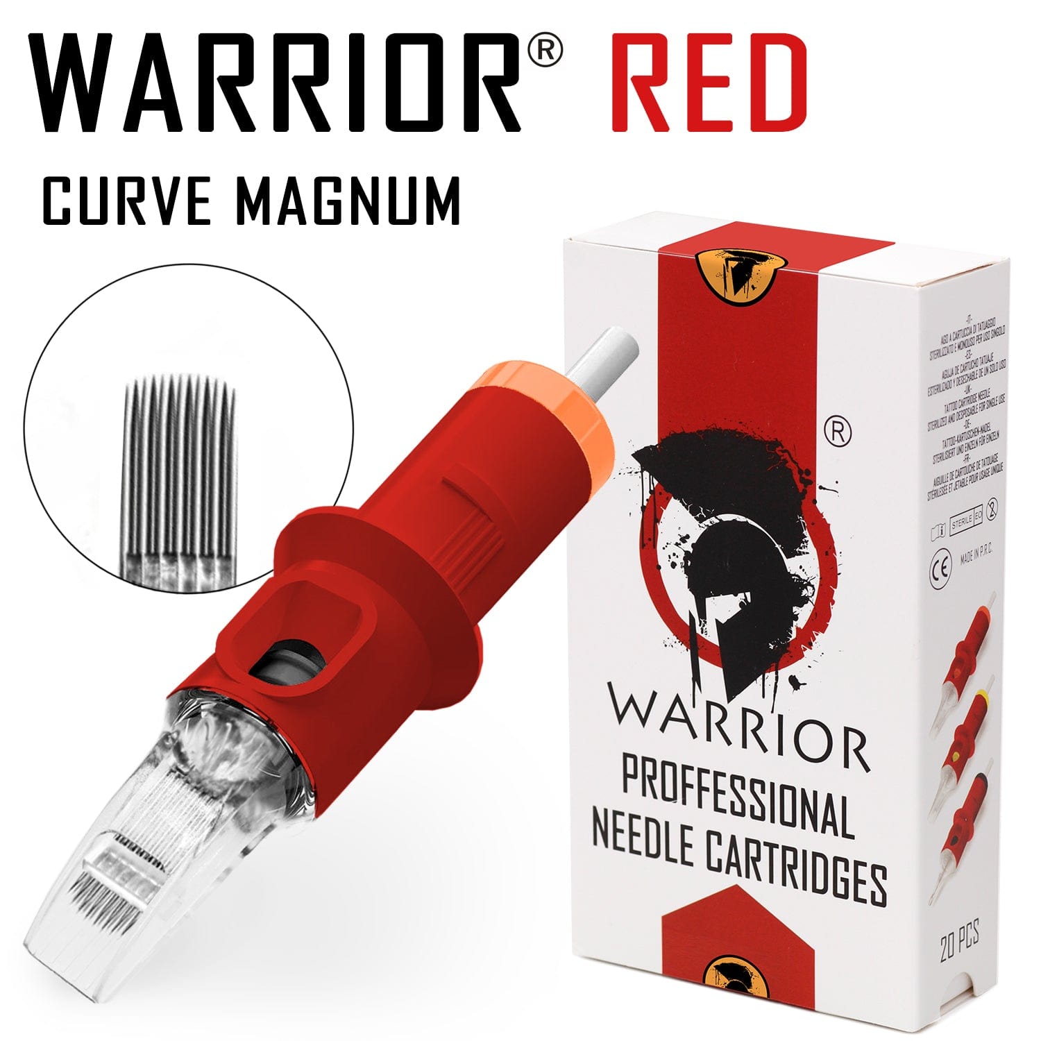 Warrior Red Cartucce Per Tatuaggio Curve Magnum-Medium Taper