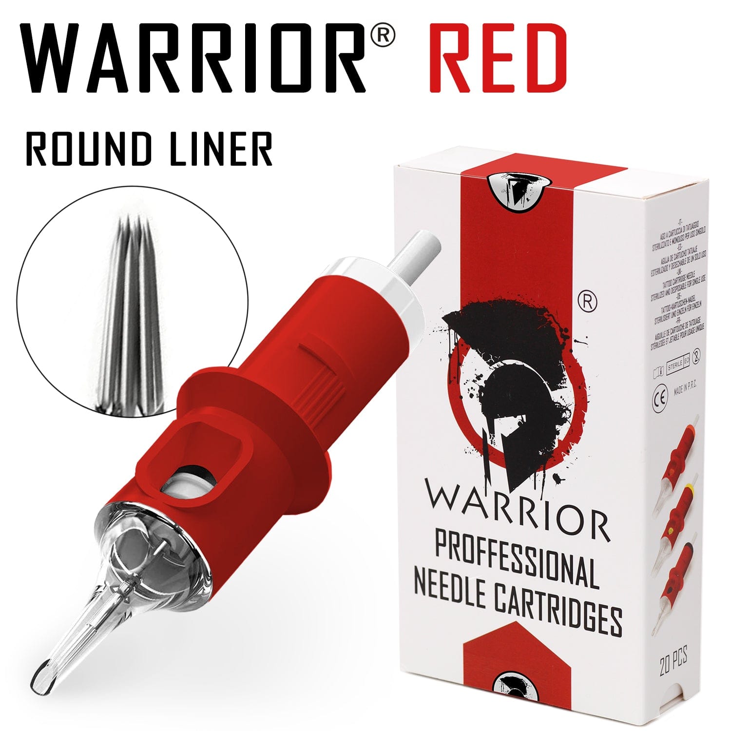 Warrior Red Cartucce Per Tatuaggio Round Liner-Medium Taper