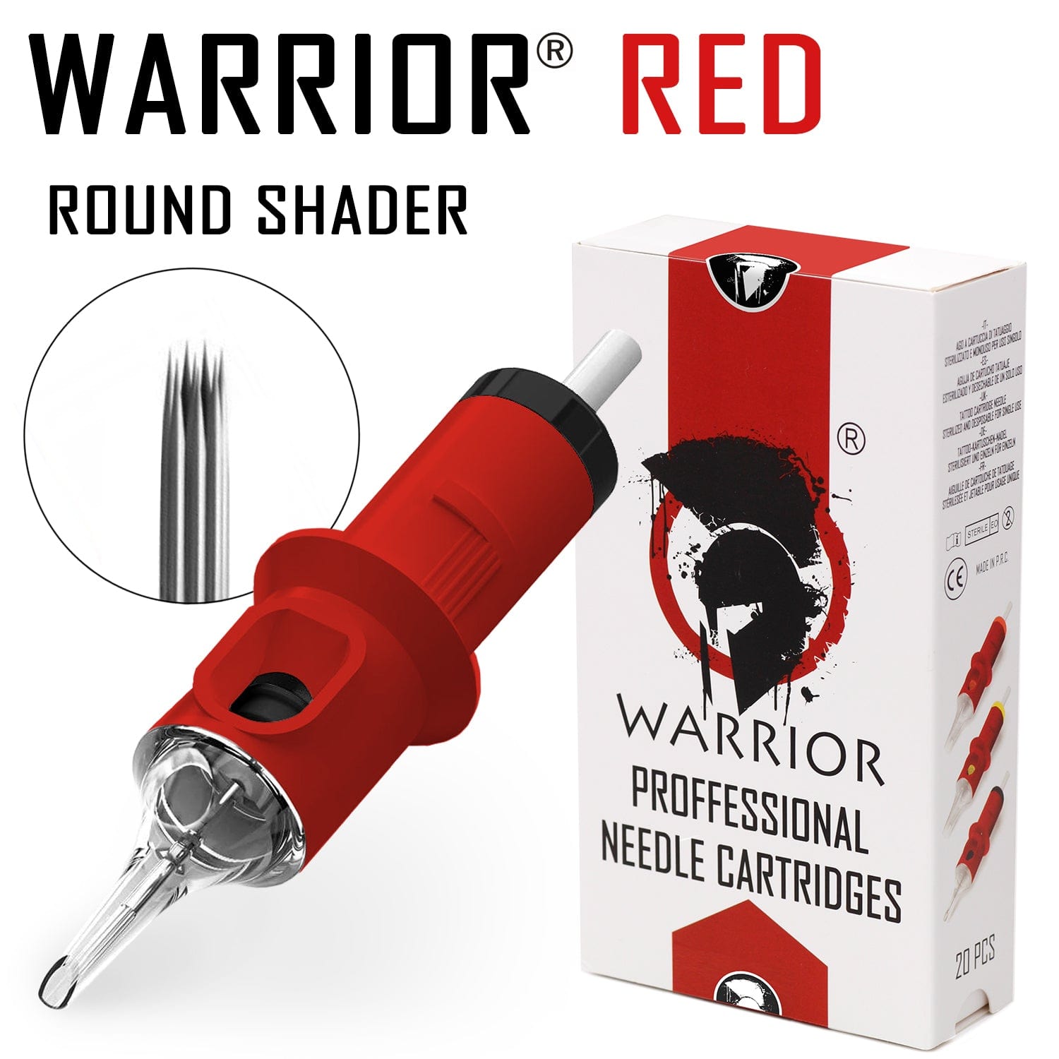 Warrior Red Cartucce Per Tatuaggio Round Shader-Medium Taper