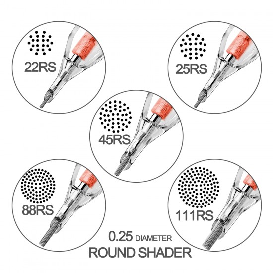 Double Space Round Shader Tattoo Needle Cartridges - 1 single piece