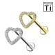 PWC-055 Piercing Labret in Titanio a forma di cuore con cristalli  e con Filettatura Interna