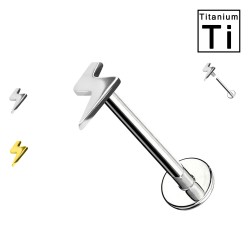 PWC-061 Lightning-Shaped Titanium Labret Piercing with Internal Thread