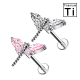 PWC-169 Piercing Labret in Titanio a Forma di Libellula con Cristalli con Filettatura Interna