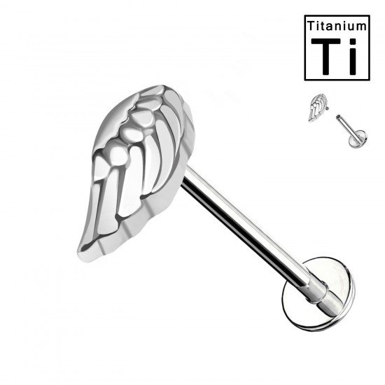 PWC-196 Piercing Labret in Titanio a Forma di ala e con Filettatura Interna