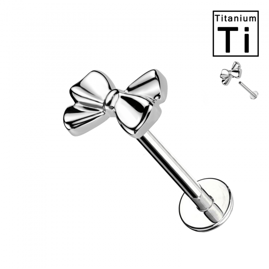 PWC-197 Piercing Labret in Titanio a Forma di Fiocco e con Filettatura Interna