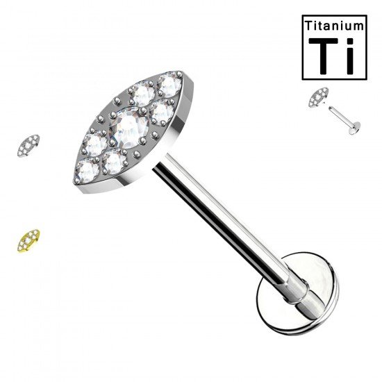 PWC-207 Piercing Labret con cristalli in Titanio con Filettatura Interna