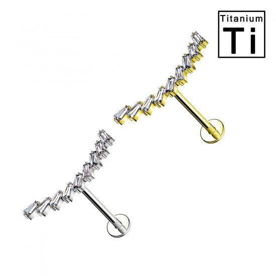 PWC-064 Piercing Labret in Titanio a forma di Nove Cristalli e con Filettatura Interna