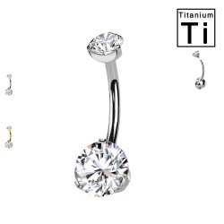PWD-064 NAVEL PIERCING WITH DOUBLE CRYSTALS