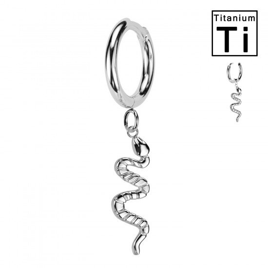 PWO-015 Titanium Clicker Hoop with Pendant Snake