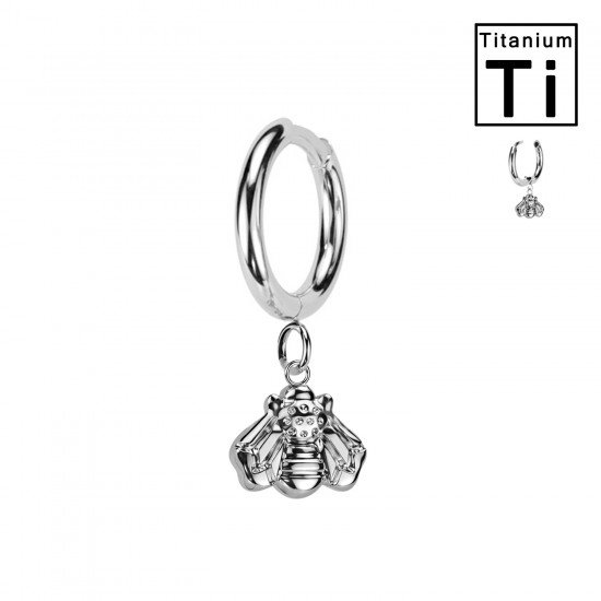 PWO-018 Titanium Clicker Ring with Hanging Bee