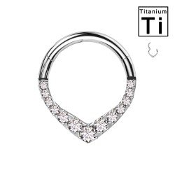 PWY-106 Piercing Cerchio Clicker in Titanio con Cristalli a V 