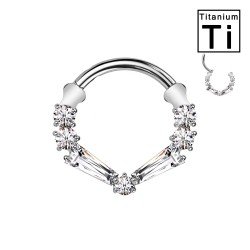 PWY-107 Piercing Cerchio Clicker in Titanio con Cristalli